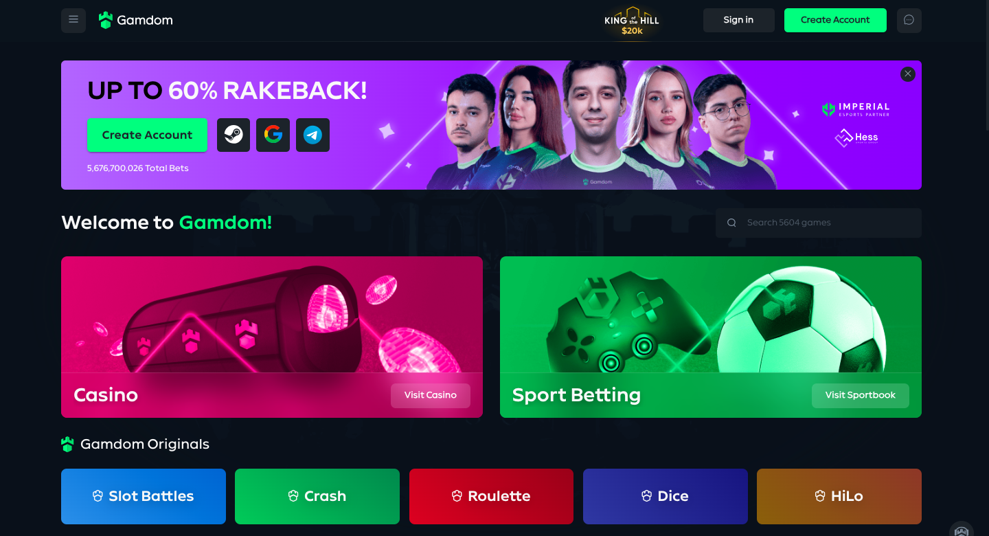 Gamdom homepage - Cryptobet Promo Code